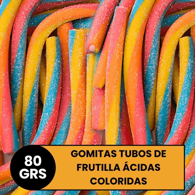Gomitas Tubos de Frutillas Ácidas Coloridas